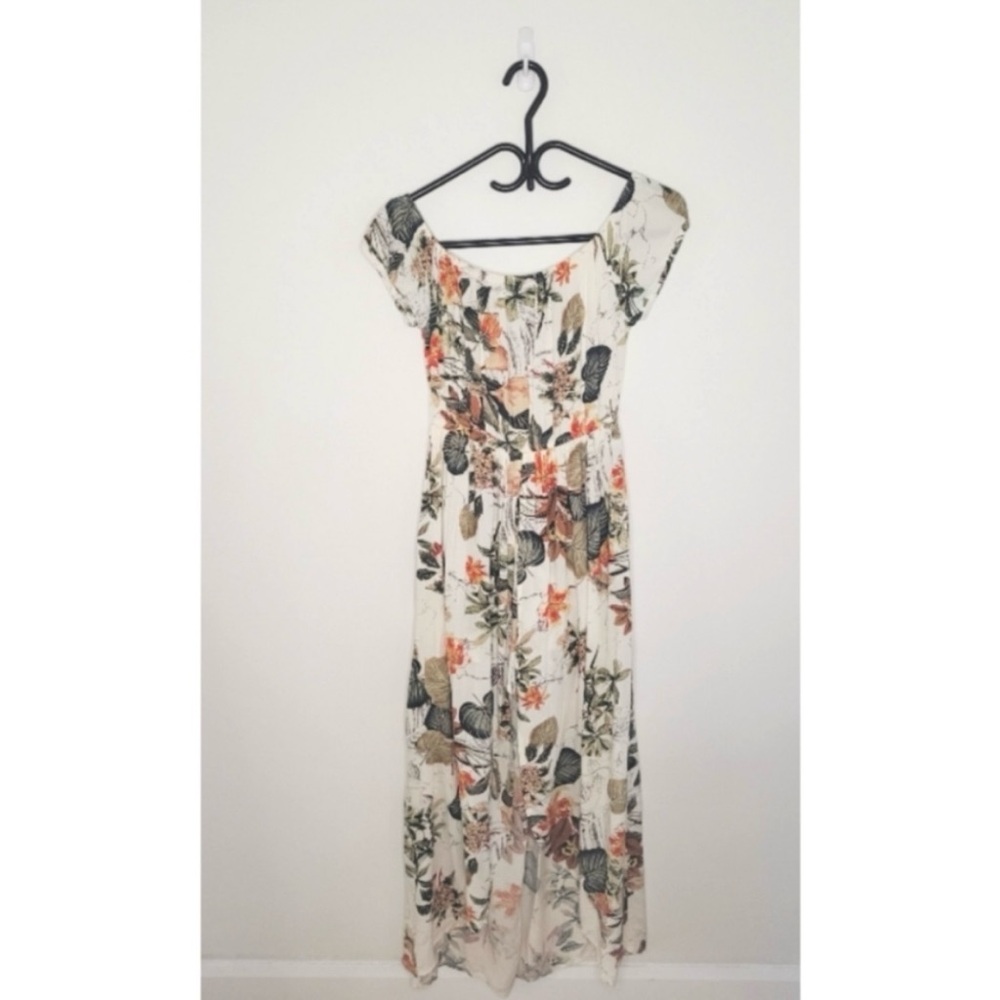 3/$25 Biubiu White Floral Romper with Maxi Skirt Overlay